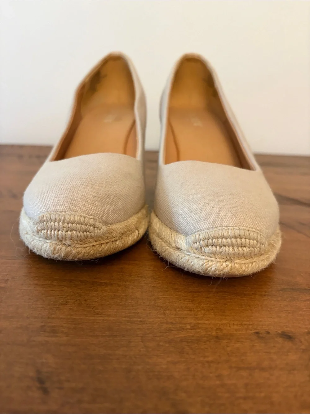 J. Crew Light Beige Canvas Espadrille Wedges